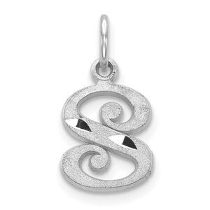 14k White Gold, Isabelle Collection, Mini Letter S Initial Charm